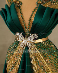 Heavy Emerald Green Straps Mermaid Formal Dress With Sleeveless Long
