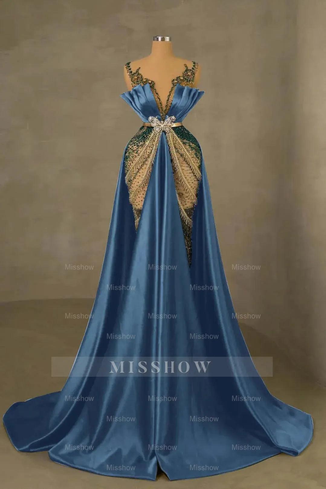 Heavy Emerald Green Straps Mermaid Formal Dress With Sleeveless Long
