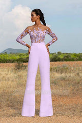 High-Grade White Embroidery Extraordinary Waist Slim Fit Party Jump Suit