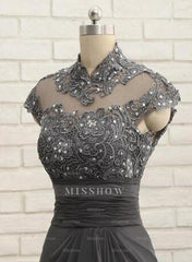 High Neck Floor-Length Sheath/Column Gowns for the Mother of the Bride