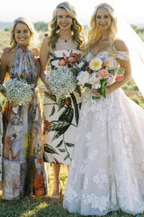 Ivory Ball Gown Wedding Dress Off Shoulder Sweetheart 3D Floral Lace Applique Tulle Princess Bridal Gown with Cathedral Train