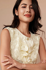 Ivory Short Lace Sleeveless Dress