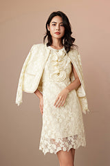 Ivory Short Lace Sleeveless Dress