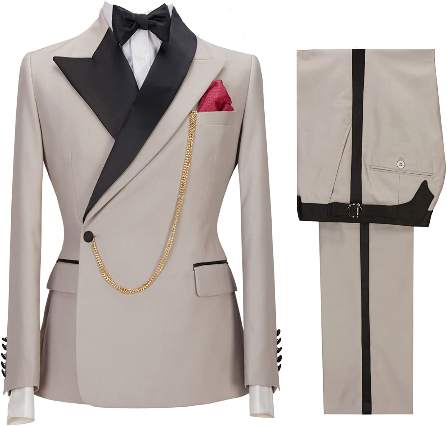 Khaki Peaked Lapel Two-Piece Custom Prom Attire