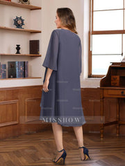 Knee-Length A-Line Princess Scoop Mother of the Bride & Groom Dresses with Beaded Jacket and Ruffles