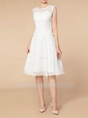 Knee-Length Mother of the Bride A-Line Dress with 3/4 Sleeves and Wraps