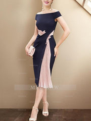 Knee-Length Mother of the Bride Sheath Dresses with Short Sleeves