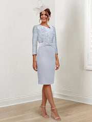 Knee-Length Mother of the Bride Sheath/Column Jewel Neck Dresses