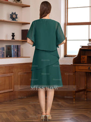 Knee-Length V-Neck A-Line Princess Dresses for Mothers of the Bride & Groom Featuring a Jacket with Sequins