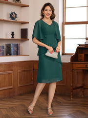 Knee-Length V-Neck A-Line Princess Dresses for Mothers of the Bride & Groom Featuring a Jacket with Sequins