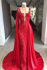 Lace Long Evening Dresses | Sleeveless Red Prom Evening Dresses with Cape