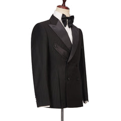 Latest Black Double Breasted Peaked Lapel Best Fit Men’s Suit