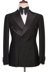 Latest Black Double Breasted Peaked Lapel Best Fit Men’s Suit