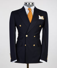 Latest Black Striped Two-Piece Peak Lapel Men’s Suits