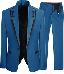 Latest Blue Shawl Lapel Three-Piece Prom Outfit