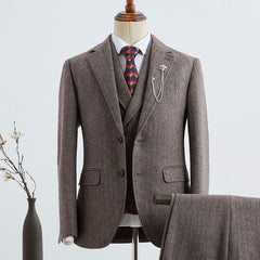 Latest Coffee Striped Slim Fit Tailored Men’s Business Suit
