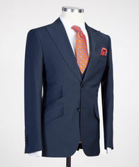 Latest Dark Blue Peak Lapel Three-Piece Business Suits for Men