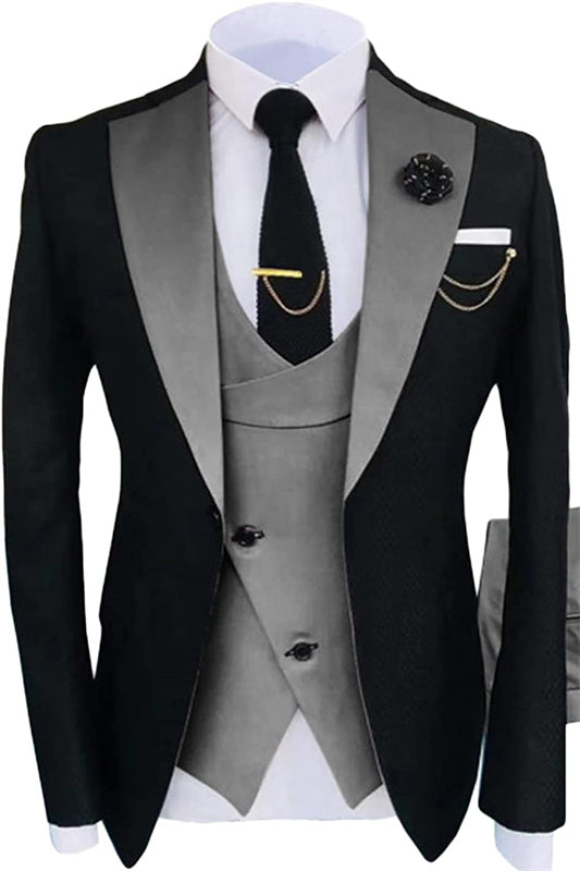 Latest Gray Shawl Lapel Three-Piece Prom Suit