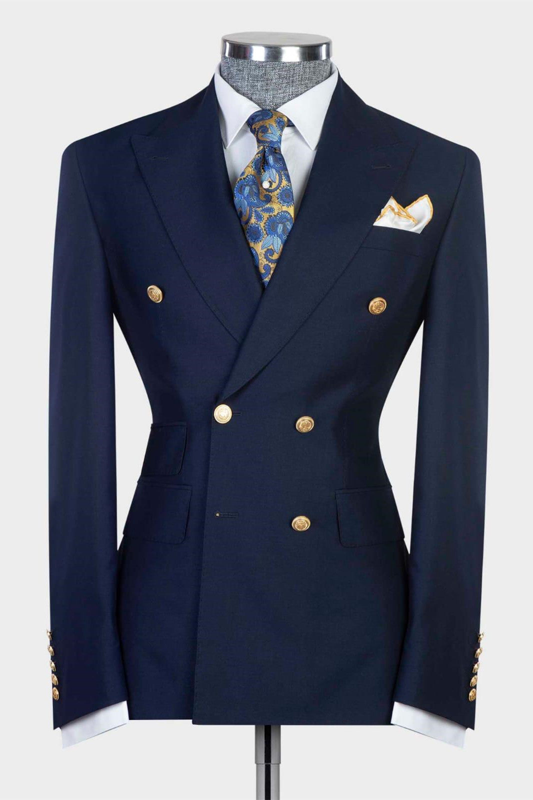 Latest Navy Double Breasted Slim Fit Custom Prom Men’s Suits