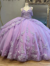 Lavender Sweetheart Sleeveless Lace Applique Butterfly Ball Gown Quinceanera Dress