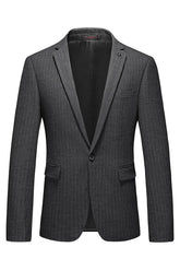Lennon Chic Gray Peak Lapel Striped Business Ensemble for Men