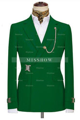 Liam Latest Dark Green Notched Lapel Men’s Business Suits