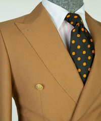 Light Brown Double Breasted Peak Lapel Business Men’s Suits