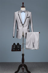 Light Grey Notched Lapel Two-Piece Men's Prom Ensemble