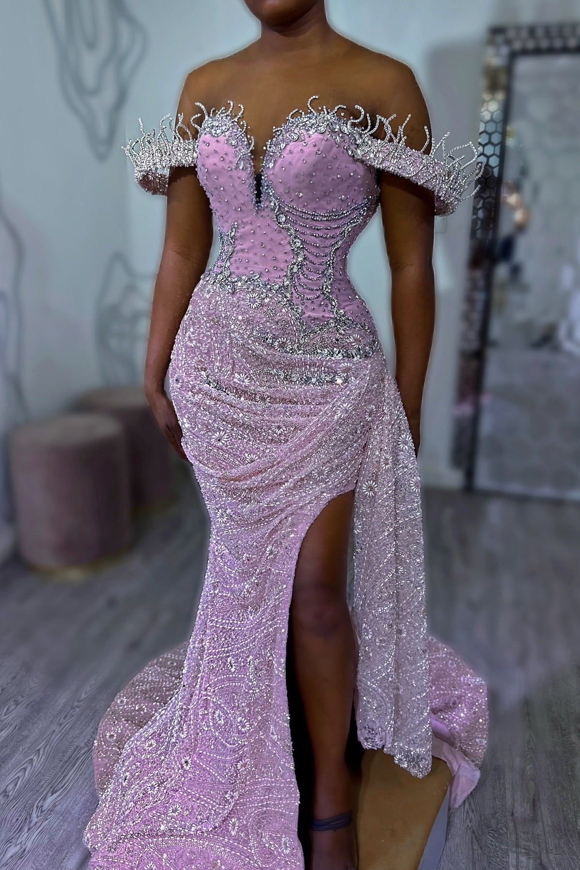 illusion neckline mermaid wedding dress Plunging Neck Applique Mermaid Wedding Dress with Illusion Neck –  FancyVestido