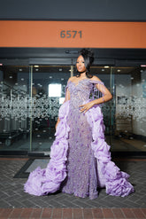 Lilac sweetheart rhinestone mermaid prom dress