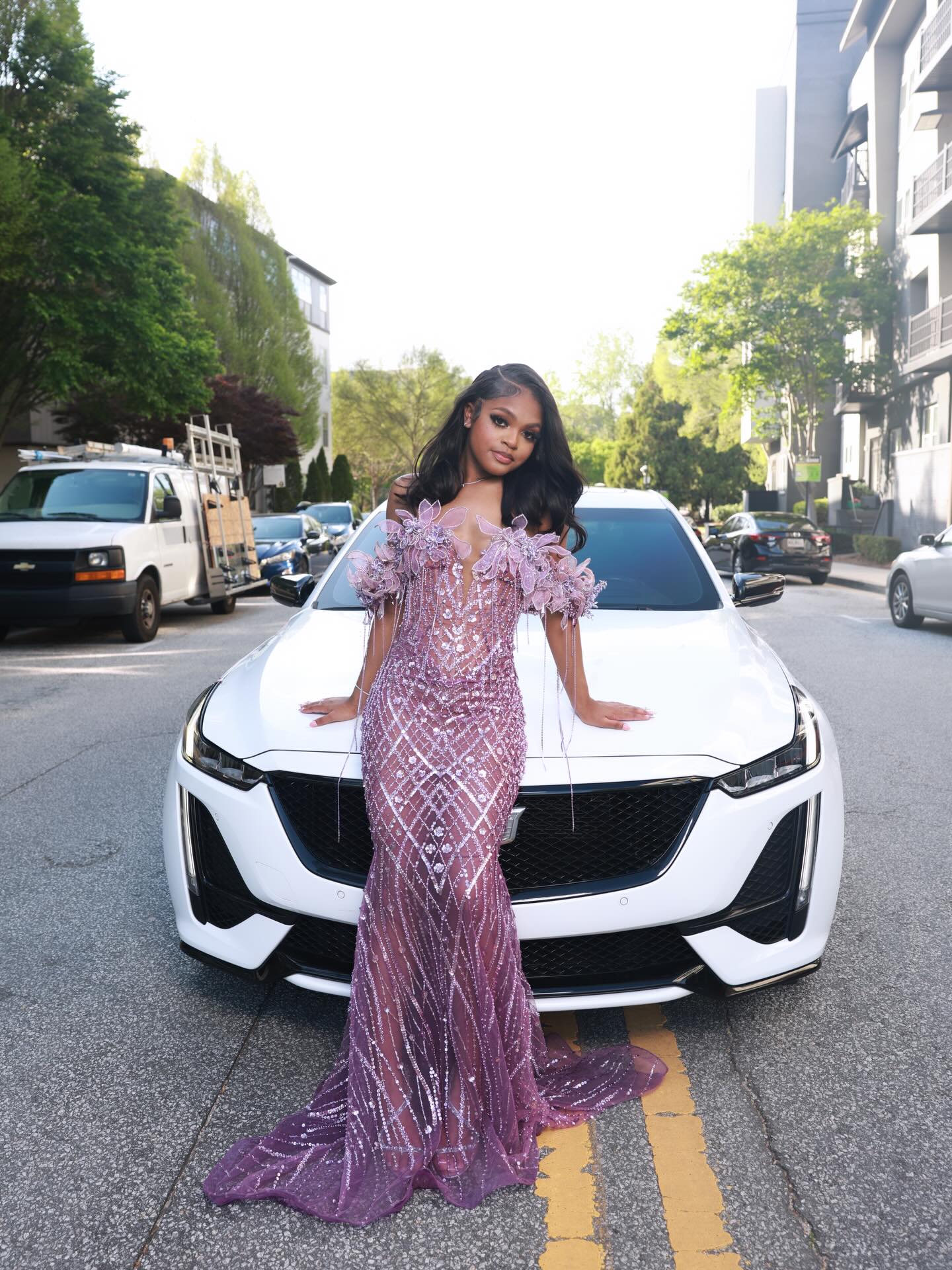 Lilac Sequin Mermaid Prom Dress Off Shoulder Fringe Bow Sparkly Evening Gown with Sweep Train