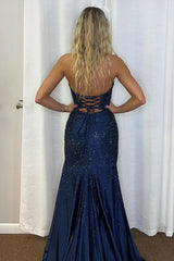 Long Beaded Prom Dress in Lilac with Sweetheart Neckline and Mermaid Cut-out Glitter Design