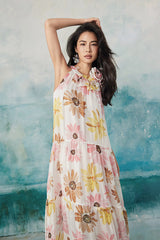 Long Colorful Sleeveless Printed Dress
