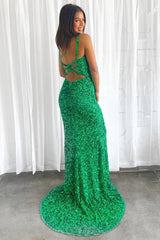 Long Green Mermaid Prom Dress with Sparkly Sequins