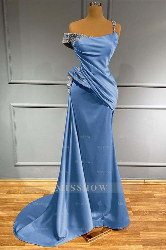 Long Off the Shoulder Mermaid Ruffles Formal Dress With Beading
