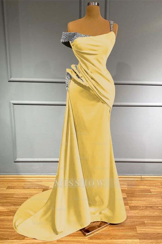 Long Off the Shoulder Mermaid Ruffles Formal Dress With Beading