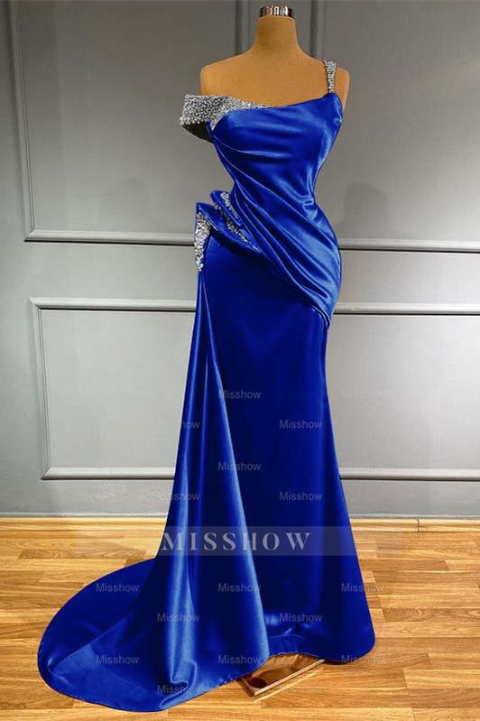 Long Off the Shoulder Mermaid Ruffles Formal Dress With Beading