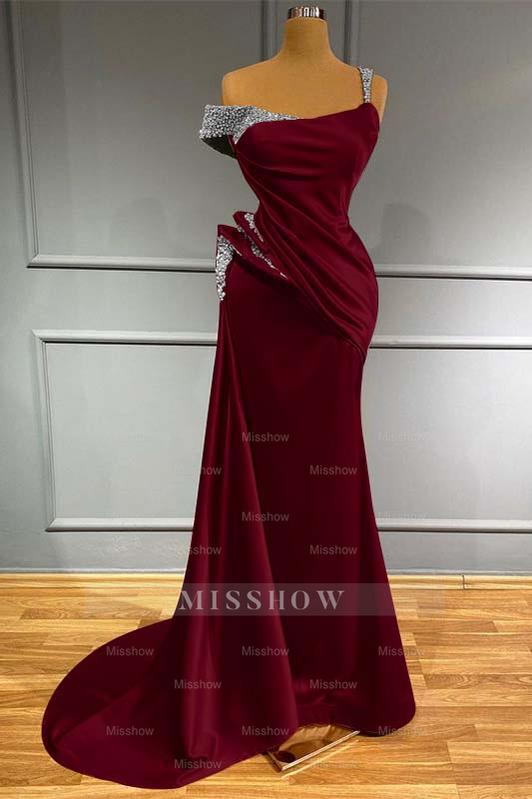 Long Off the Shoulder Mermaid Ruffles Formal Dress With Beading