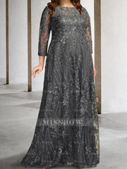 Long-Sleeve A-Line Princess Mother of the Bride Dress Featuring Applique