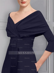 Long-Sleeve Scoop Neck Pantsuit for the Mother of the Bride Featuring a Belt