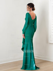Long-Sleeved Sheath/Column Mother of the Bride Gown