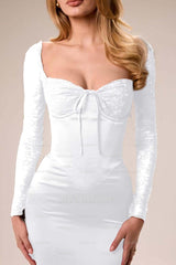 Long Sleeves Mermaid Split Long Ruffles Formal Dress With Pleated