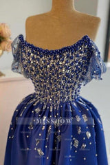 Luxurious A-Line Satin Scoop Sleeveless Prom Evening Dresses With Split Front