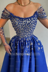 Luxurious A-Line Satin Scoop Sleeveless Prom Evening Dresses With Split Front