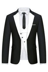 Luxurious Black And White Three-Piece Men's Prom Ensemble