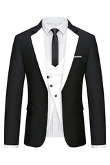 Luxurious Black And White Three-Piece Men's Prom Ensemble
