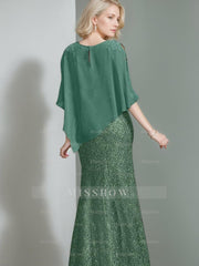 Luxurious Floor-Length Chiffon Mother of the Bride Dress with Scoop Neck and Beading Sequins