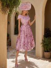 Luxurious V-Neck A-Line Princess Tea-Length Mother of the Bride Dresses with Bow & Embroidery