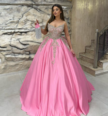 Luxury Blue Ball Gown Strapless Beaded Floor-Length Satin Quinceanera Dress With Rhinestones