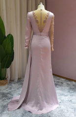 Luxury Floor-length Light Purple Ruffles Mermaid Prom Evening Dresses With Long Sleeves